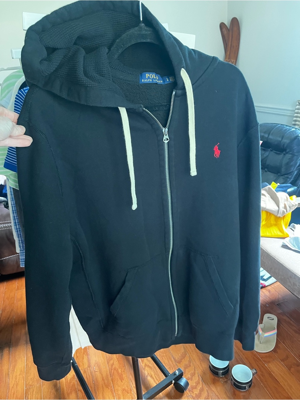 Polo by Ralph Lauren Black Zip Hoodie with Red Pony - Picture 2 of 2